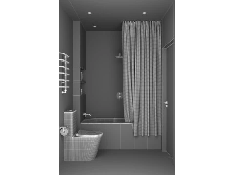 Finished Bathroom Scene 3D Model