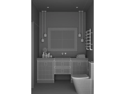 Finished Bathroom Scene 3D Model