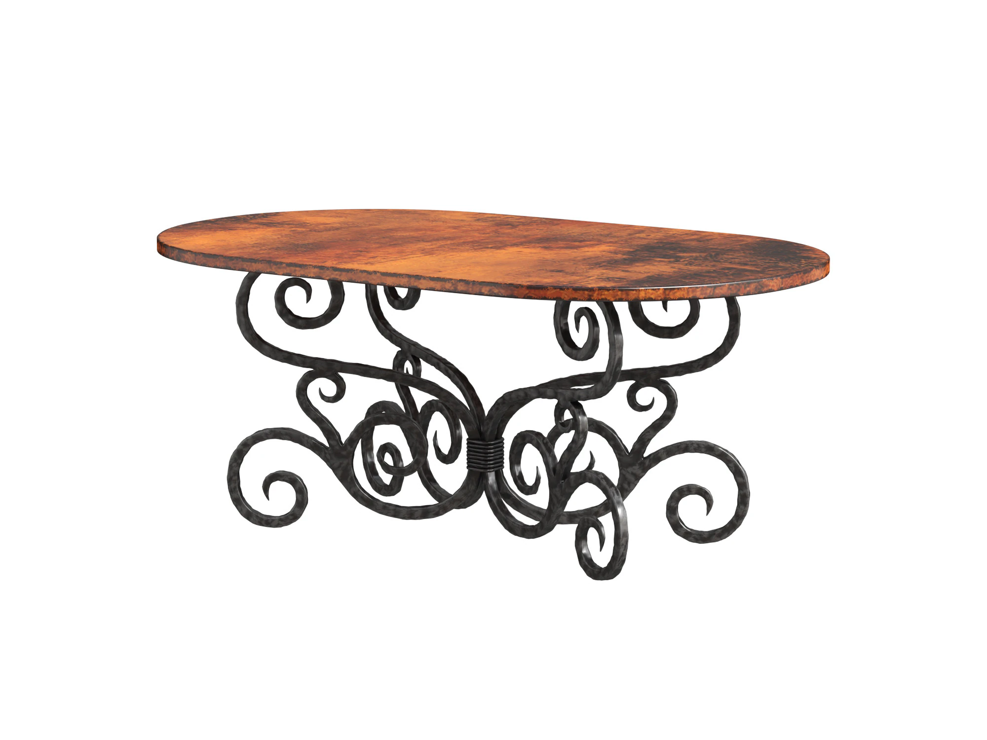 Alexander Dining Table with Soft Oval Copper Top 3D Model .c4d .max .obj .3ds .fbx .stl .blend 