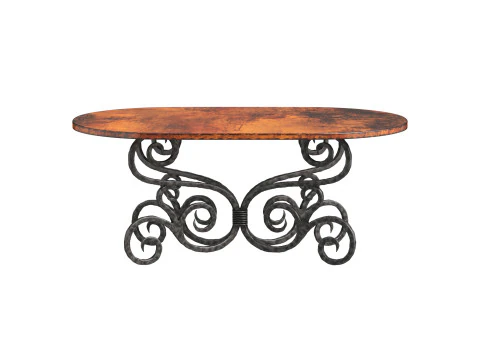 Alexander Dining Table with Soft Oval Copper Top 3D Model