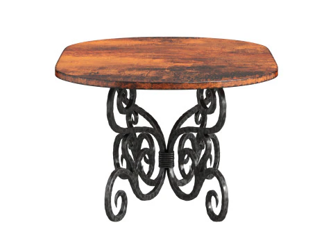 Alexander Dining Table with Soft Oval Copper Top 3D Model