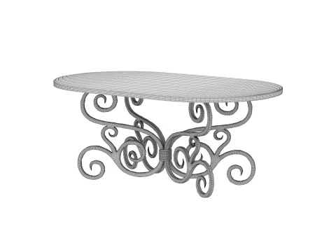 Alexander Dining Table with Soft Oval Copper Top 3D Model