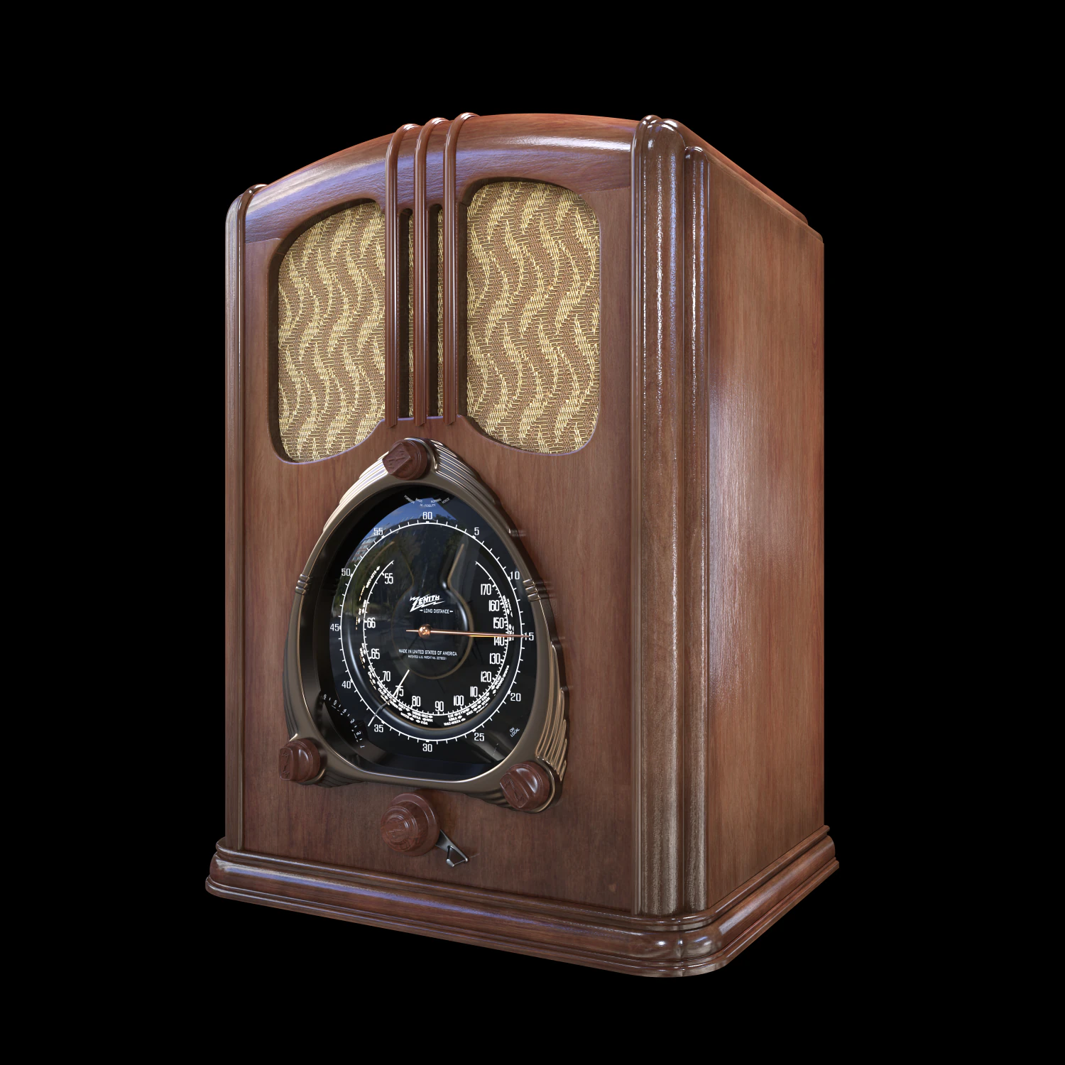 Zenith Walton Radio Model 7-J-232 3D Model .c4d .max .obj .3ds .fbx .stl .blend