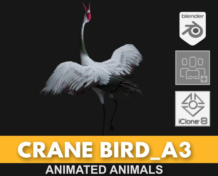 Crane BirdA3 3D Model .c4d .max .obj .3ds .fbx .stl .blend 
