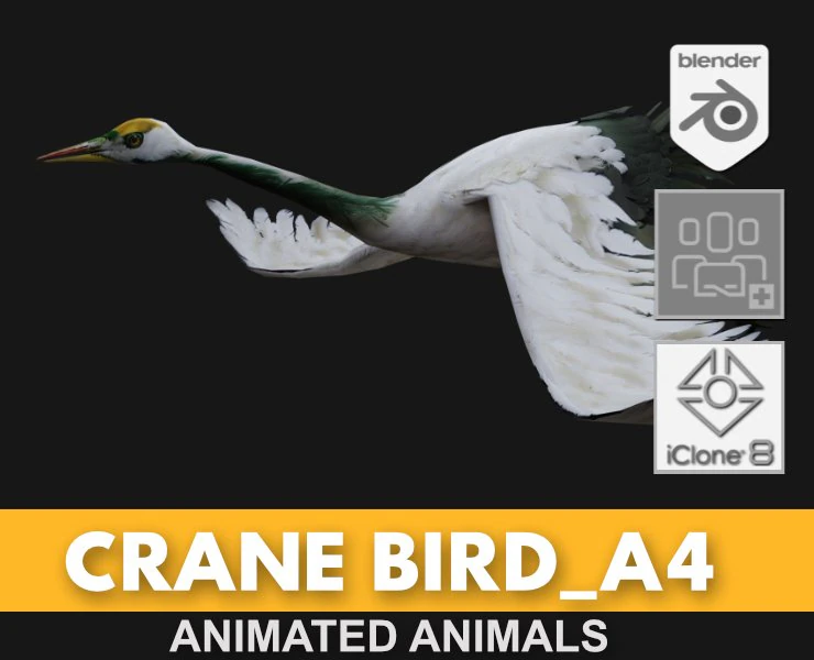 Crane BirdA4 3D Model .c4d .max .obj .3ds .fbx .stl .blend 