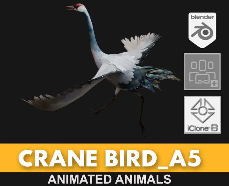 Crane BirdA5 3D Model .c4d .max .obj .3ds .fbx .stl .blend 
