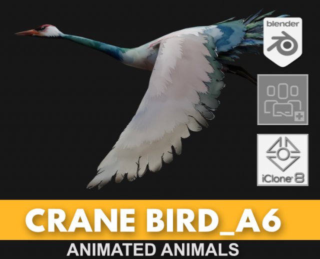 Crane BirdA6 3D Model .c4d .max .obj .3ds .fbx .stl .blend 
