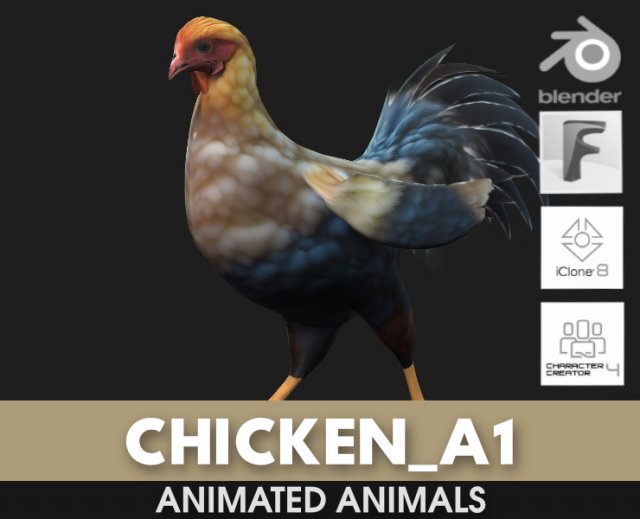 ChickenA1 3D Модель .c4d .max .obj .3ds .fbx .stl .blend 
