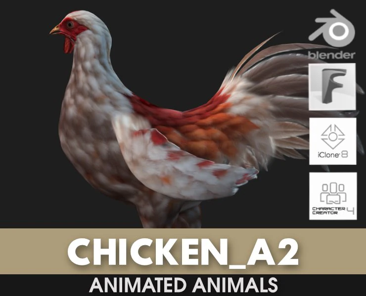 ChickenA2 3D Model .c4d .max .obj .3ds .fbx .stl .blend 