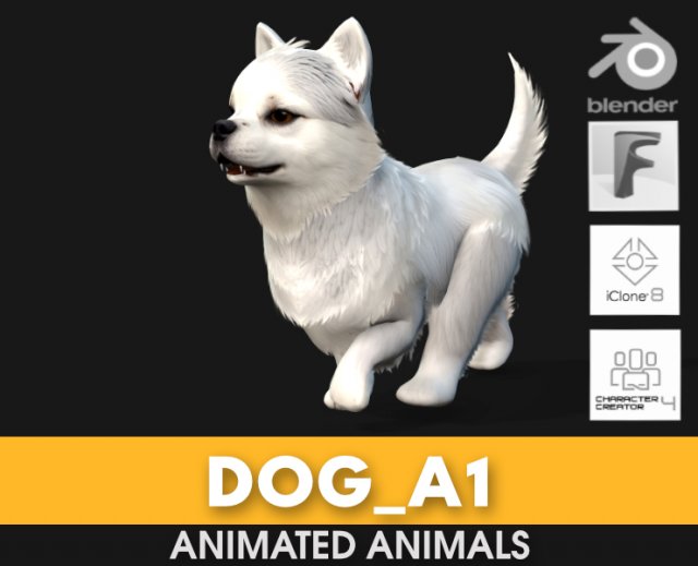 DogA1 3Dモデル .c4d .max .obj .3ds .fbx .stl .blend 