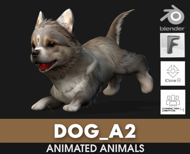 DogA2 3D Model .c4d .max .obj .3ds .fbx .stl .blend 