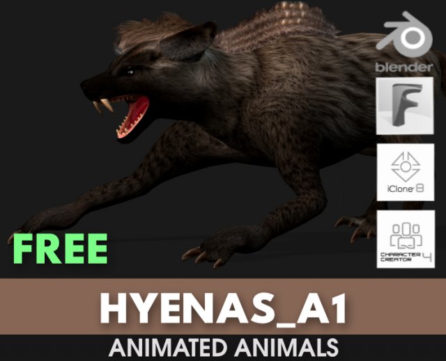 HyenasA1 3D Model .c4d .max .obj .3ds .fbx .stl .blend 