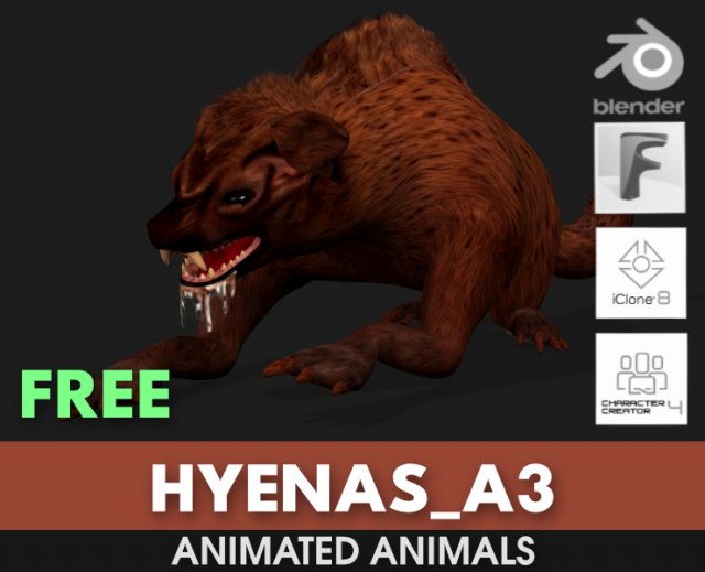 HyenasA3 3D Model .c4d .max .obj .3ds .fbx .stl .blend 