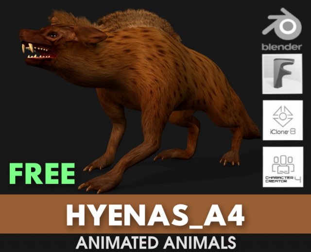 HyenasA4 3D Model .c4d .max .obj .3ds .fbx .stl .blend 