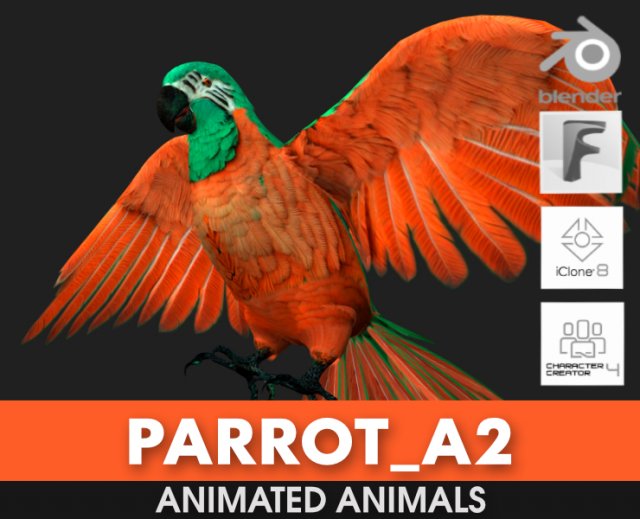 ParrotA2 Modelo 3D .c4d .max .obj .3ds .fbx .stl .blend 