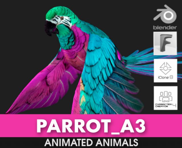 ParrotA3 3Dモデル .c4d .max .obj .3ds .fbx .stl .blend 