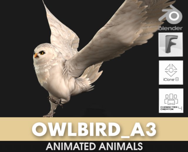 OwlBirdA3 3D Модель .c4d .max .obj .3ds .fbx .stl .blend 