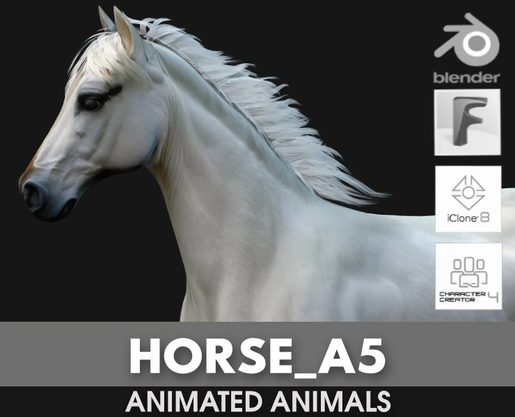 HorseA5 3D Model .c4d .max .obj .3ds .fbx .stl .blend 