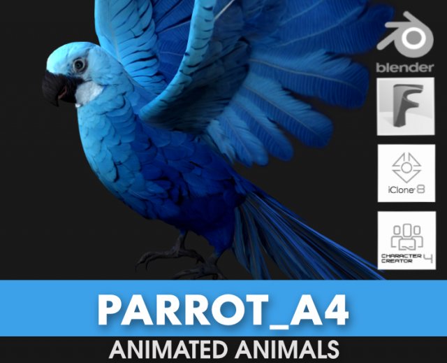 ParrotA4 3D Модель .c4d .max .obj .3ds .fbx .stl .blend 