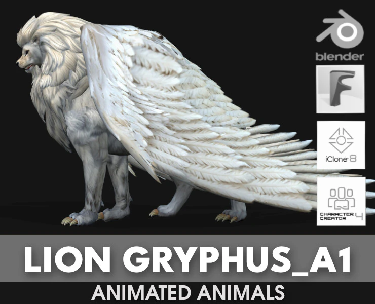 Lion GryphusA1 3D Model .c4d .max .obj .3ds .fbx .stl .blend 