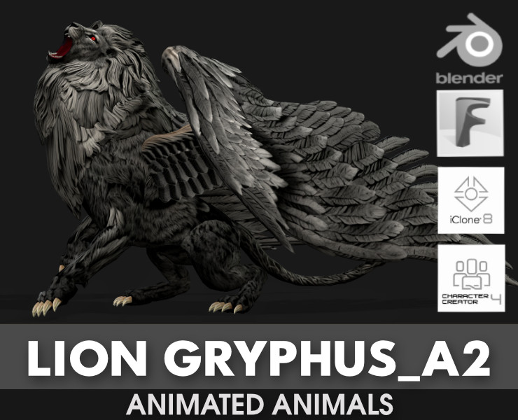 Lion GryphusA2 3D Model .c4d .max .obj .3ds .fbx .stl .blend 