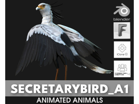 Secretary BirdA1 3D-Modell