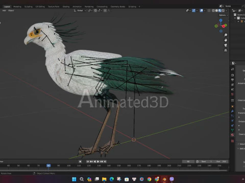 Secretary BirdA2 3D Model