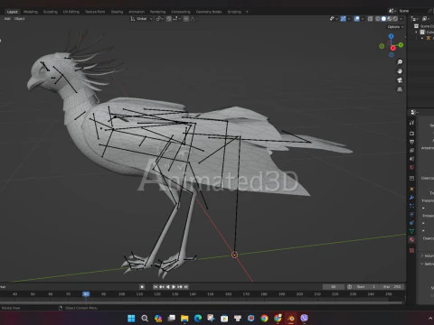 Secretary BirdA2 3D Model