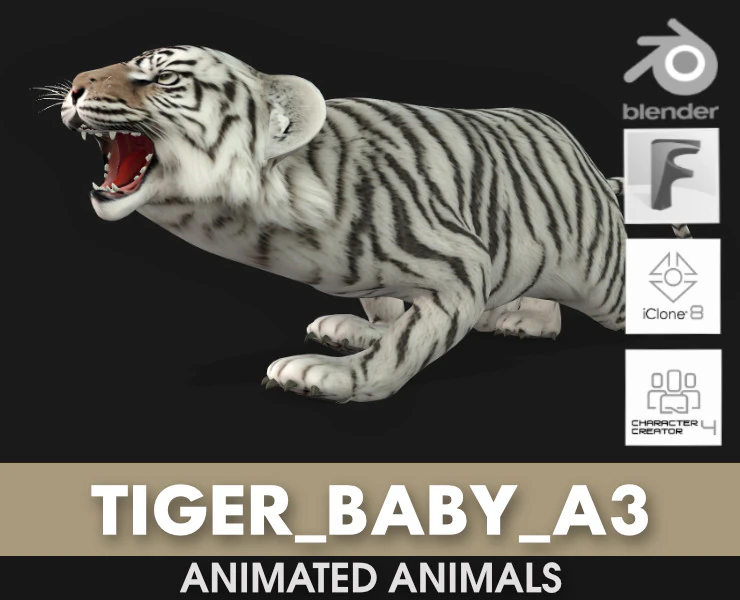 Tigre BaByA3 Modelo 3D .c4d .max .obj .3ds .fbx .stl .blend