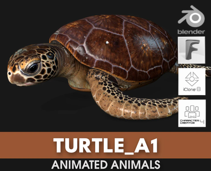 Черепаха-А1 3D Модель .c4d .max .obj .3ds .fbx .stl .blend 