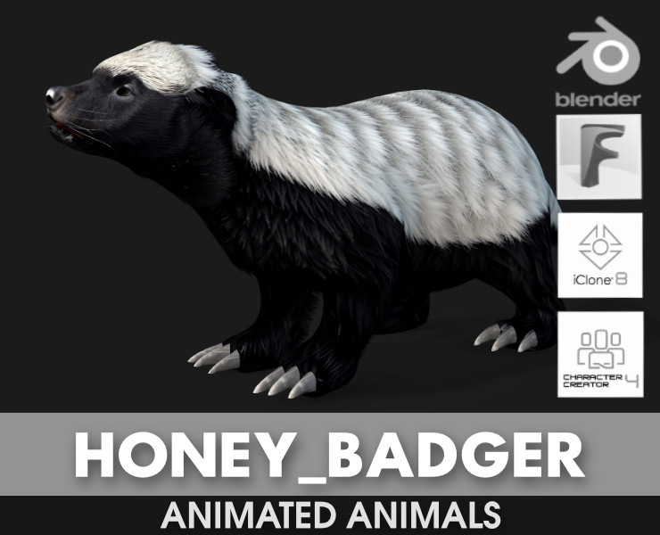 HoneyBadger Model 3D .c4d .max .obj .3ds .fbx .stl .blend