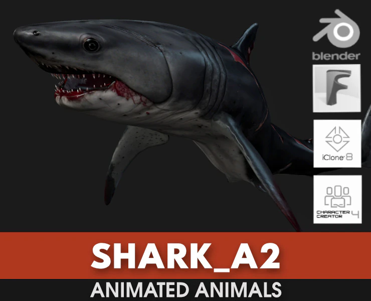 Shark-A2 3D Model .c4d .max .obj .3ds .fbx .stl .blend 