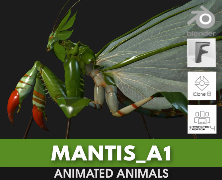 Bidsprinkhaan-A1 3D Model .c4d .max .obj .3ds .fbx .stl .blend 