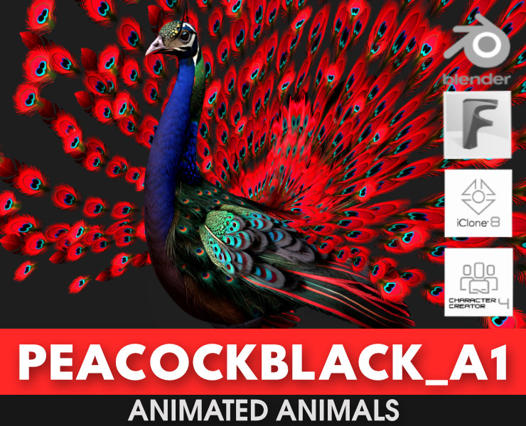 Peacock Black-A1 Modelo 3D .c4d .max .obj .3ds .fbx .stl .blend 
