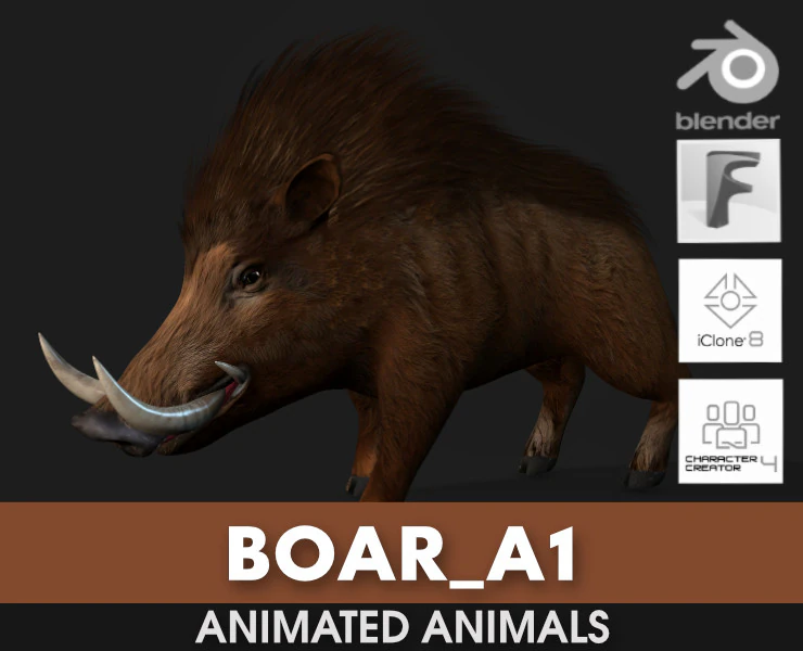 Boar-A1 3D Model .c4d .max .obj .3ds .fbx .stl .blend 