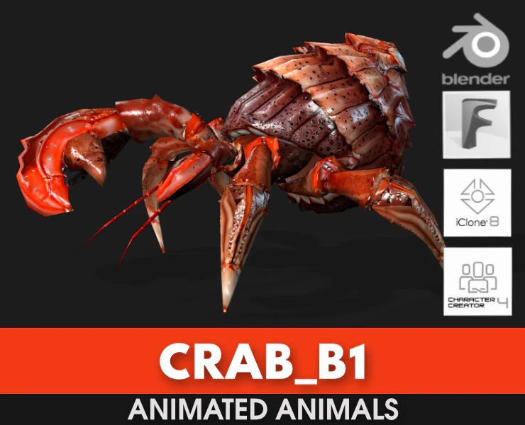 Crab-B1 3D Model .c4d .max .obj .3ds .fbx .stl .blend 