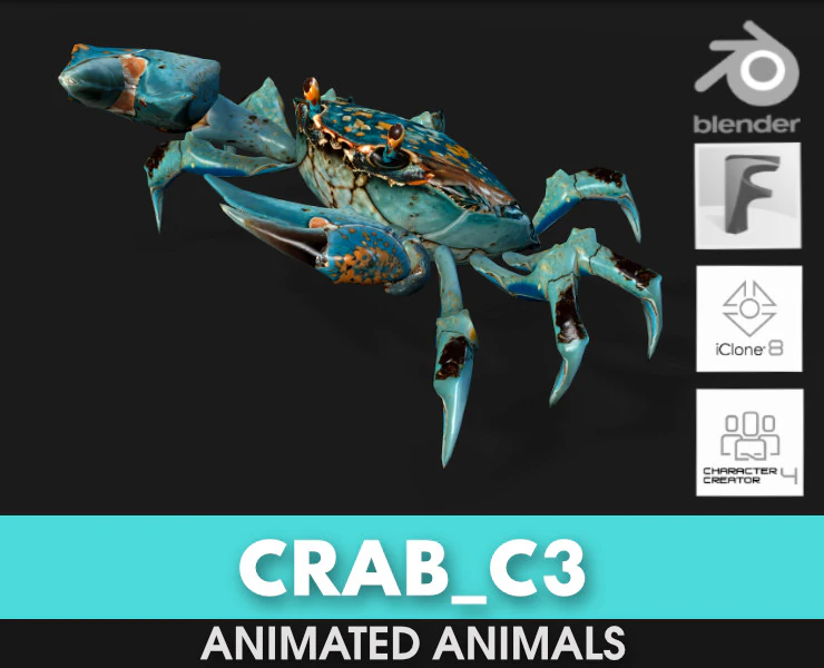 Crab-C3 3D Model .c4d .max .obj .3ds .fbx .stl .blend 