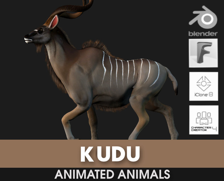 Kudu Model 3D .c4d .max .obj .3ds .fbx .stl .blend 