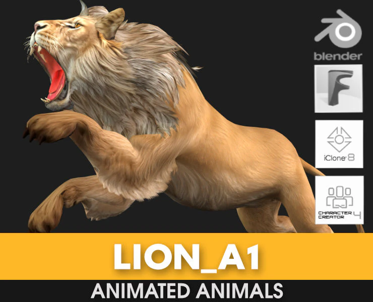 Lion-A1 3D Model .c4d .max .obj .3ds .fbx .stl .blend 