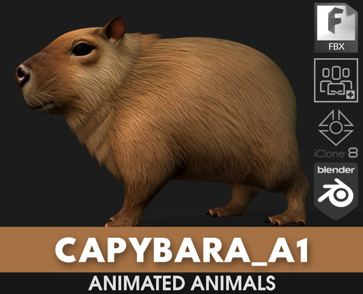 Capybara-A1 3D Model .c4d .max .obj .3ds .fbx .stl .blend 