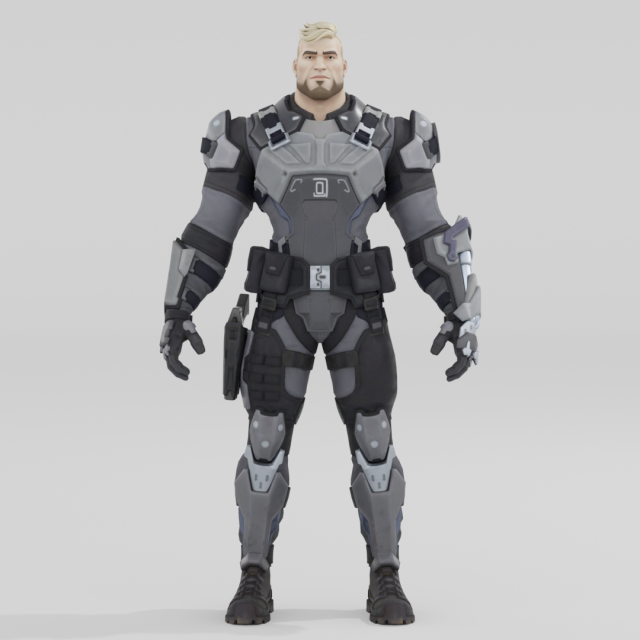Gunnar - Fortnite 3D Model .c4d .max .obj .3ds .fbx .stl .blend 