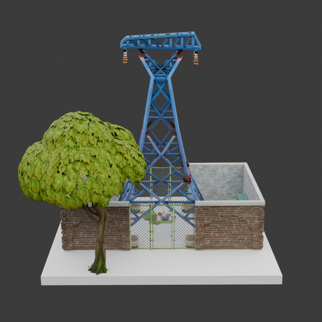 Substation Building - Fortnite 3D Model .c4d .max .obj .3ds .fbx .stl .blend 