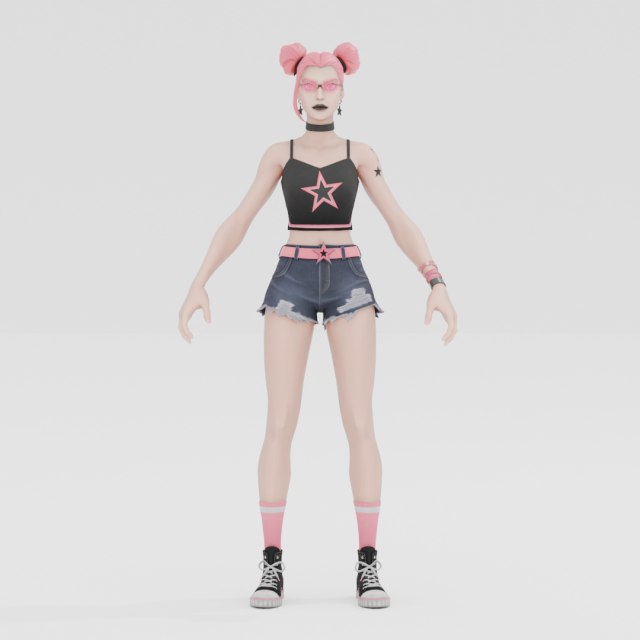 Surf Witch - Fortnite 3D Model .c4d .max .obj .3ds .fbx .stl .blend 