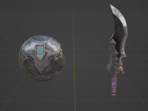 Hunters Knife Sword and Shield - Monster Hunter World 3D Модель