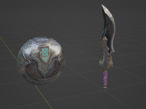 Hunters Knife Sword and Shield - Monster Hunter World 3D Модель
