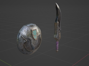 Hunters Knife Sword and Shield - Monster Hunter World 3D Модель