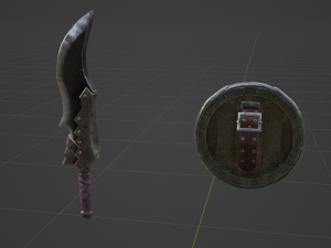Hunters Knife Sword and Shield - Monster Hunter World 3D Модель