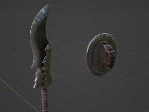 Hunters Knife Sword and Shield - Monster Hunter World 3D Модель