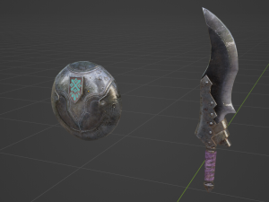 Hunters Knife Sword and Shield - Monster Hunter World 3D Модель