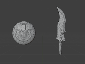 Hunters Knife Sword and Shield - Monster Hunter World 3D Модель